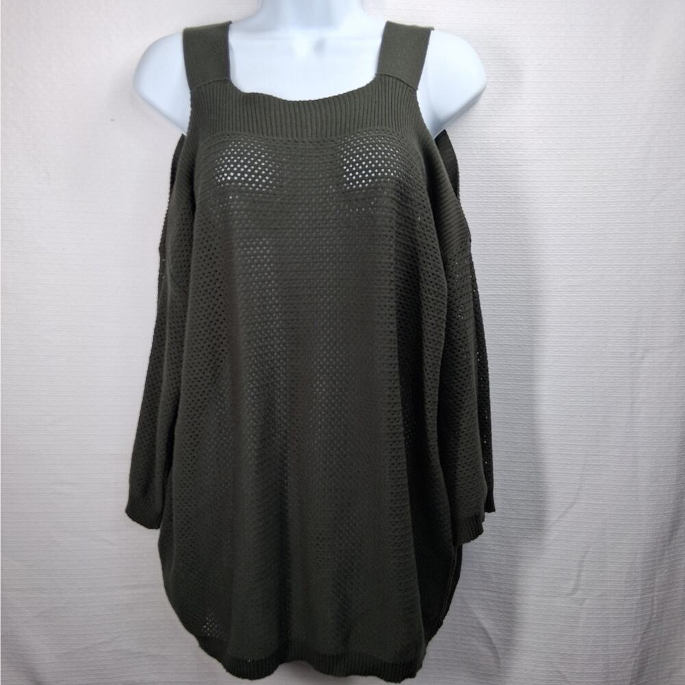 Isle by Melis Kozanβ Open Knit Top Women's Size Small 3/4 Sleeve Green